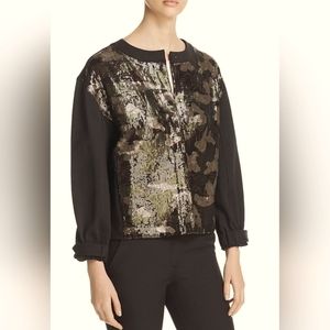 Donna Karen Black & Sequined Camo Print Snap Front Professional Jacket Ret: $165